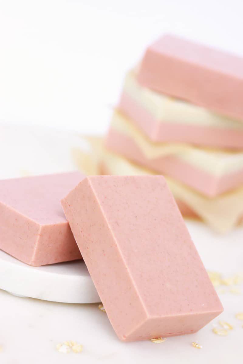 pink and cream soap bars