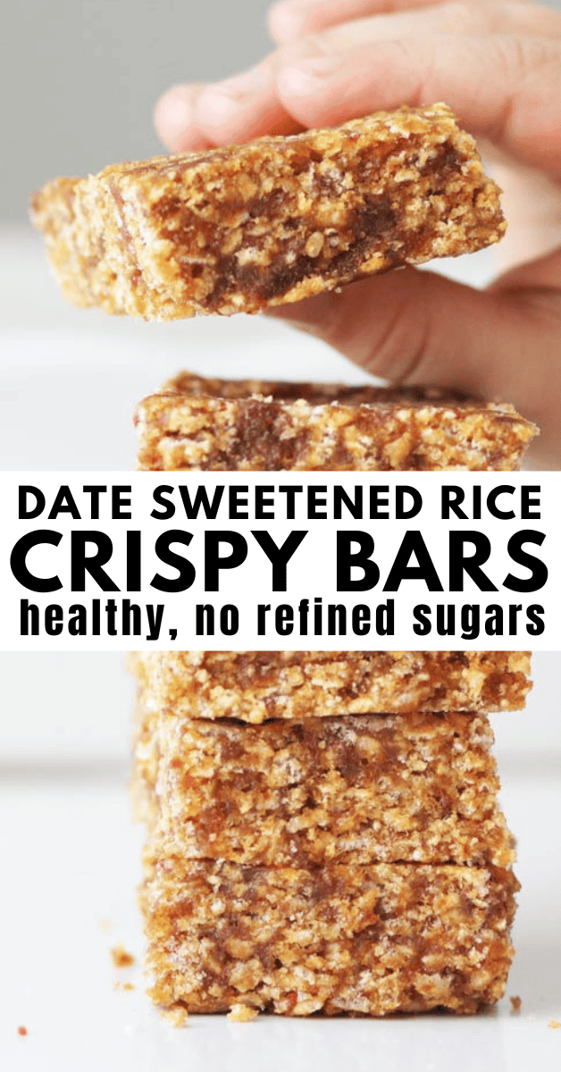date sweetened healthy rice krispie treat bars