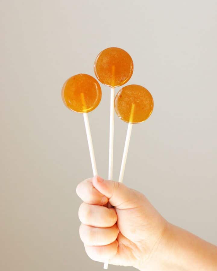 a handful of honey lollipops