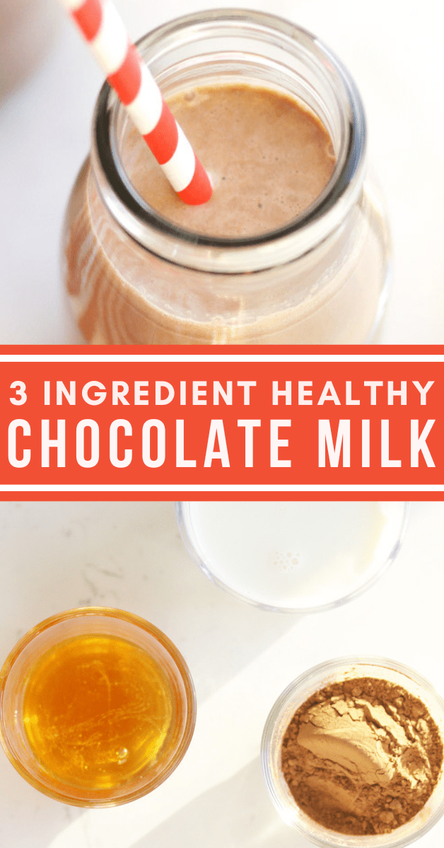 homemade chocolate milk with cocoa powder